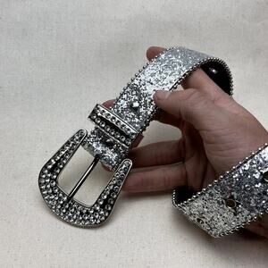 Y2k 2000s silver star rhinestone crystal grunge goth emo punk belt